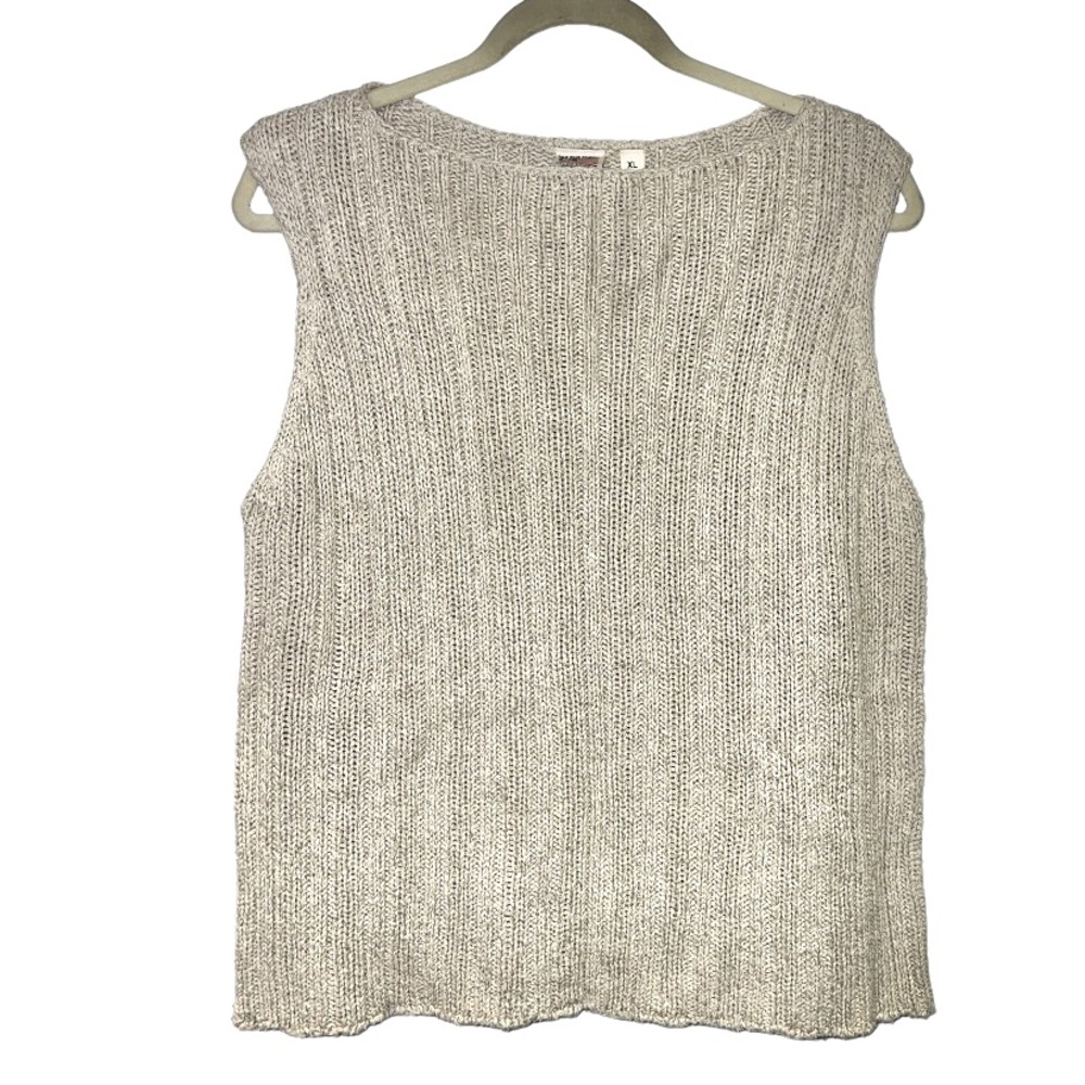 NWT‎ Polo Jeans Co. Ralph Lauren Silk Linen Cotton Tan Ribbed Sleeveless Sweater